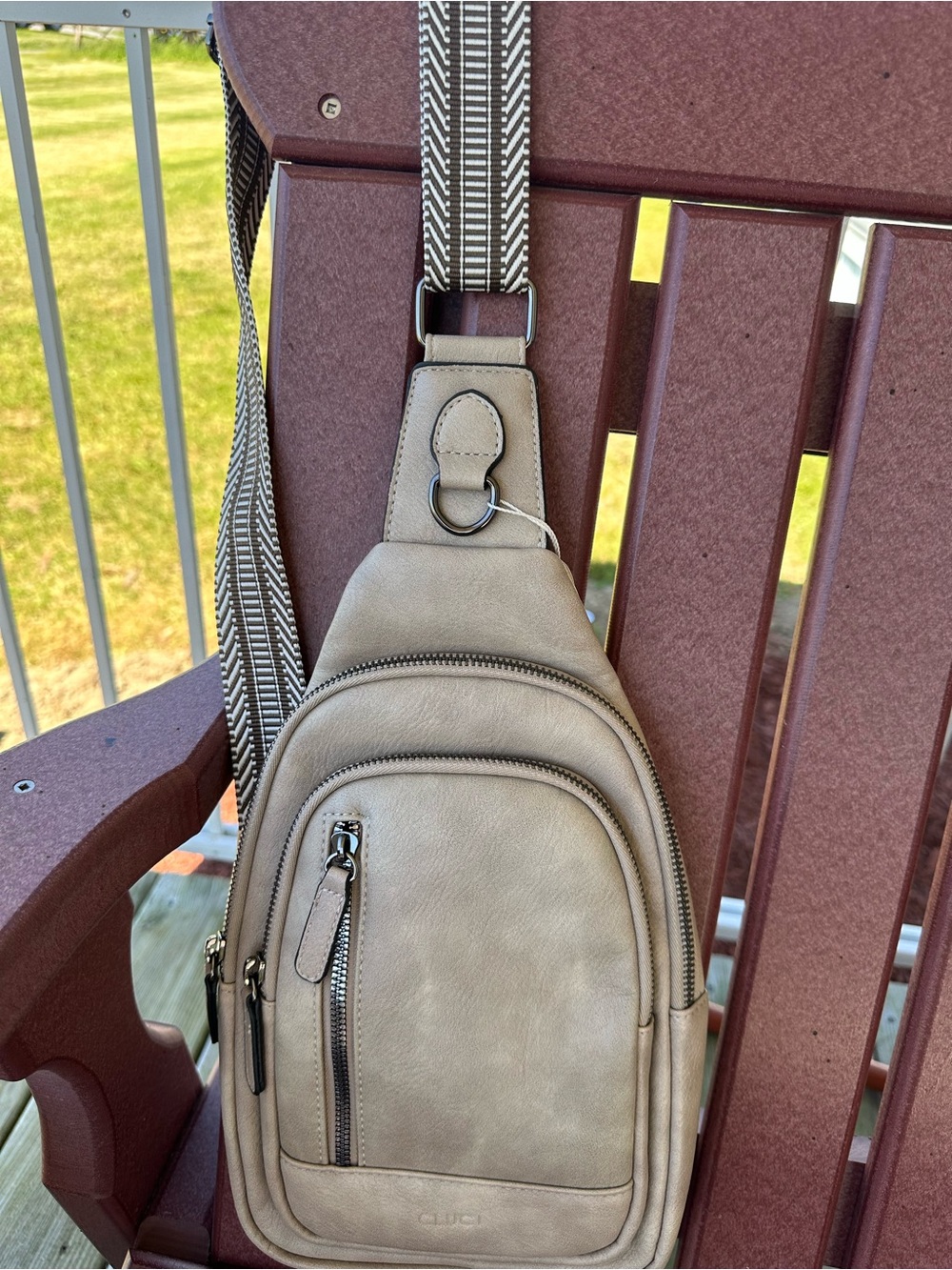 Neutral Beige Sling Crossbody Bag for Men